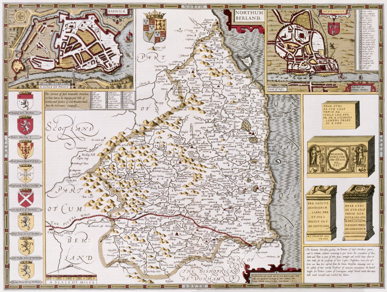 Northumberland, grabado por Jodocus Hondius (1563-1612) de 