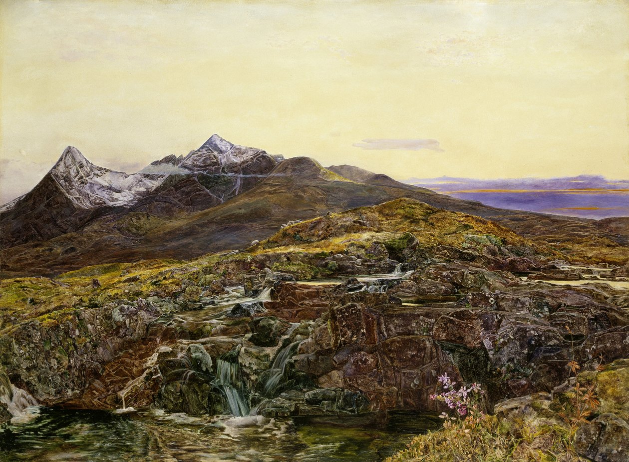 Cuillin Ridge, Skye desde Sligechan, siglo XIX de John William Inchbold