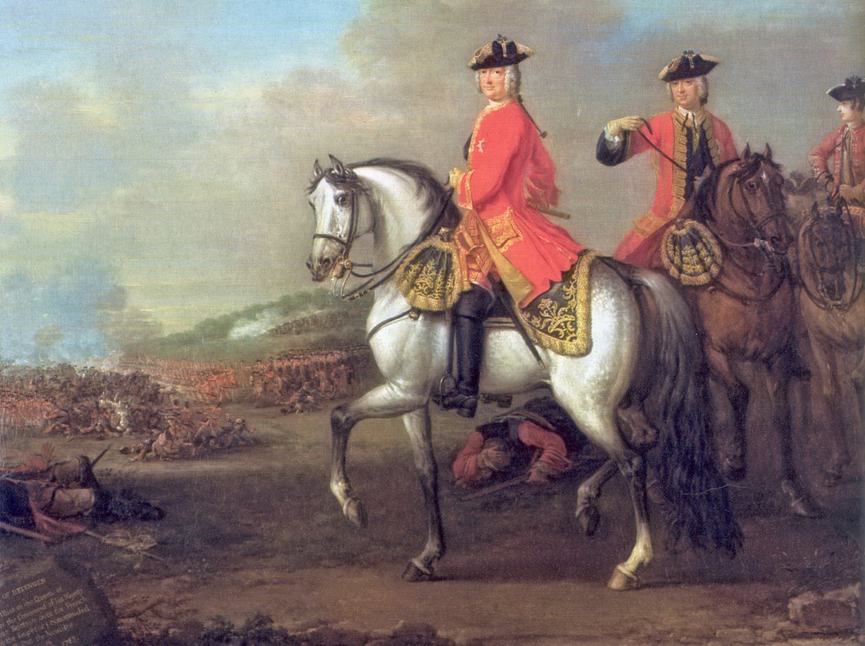 Jorge II de Gran Bretaña en la Batalla de Dettingen de John Wootton