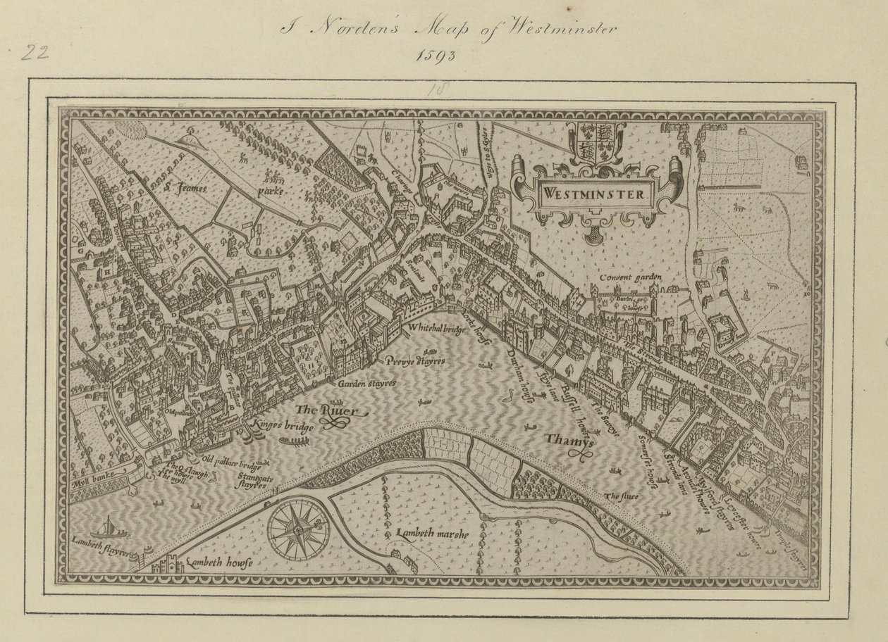 Un plano de Westminster de John (after) Norden