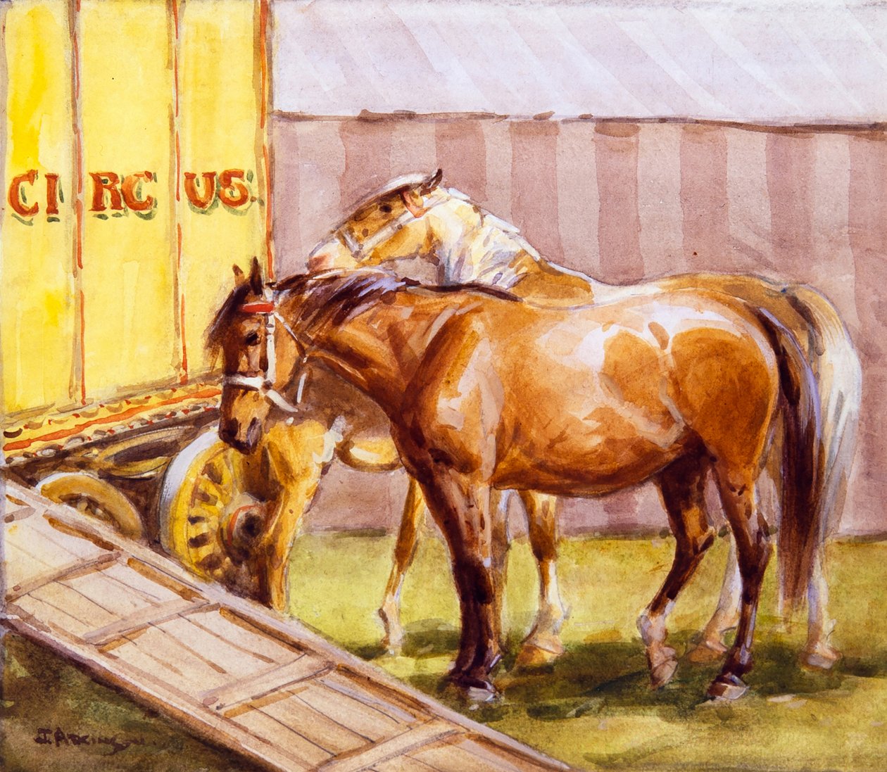 Caballos de circo (acuarela) de John Atkinson