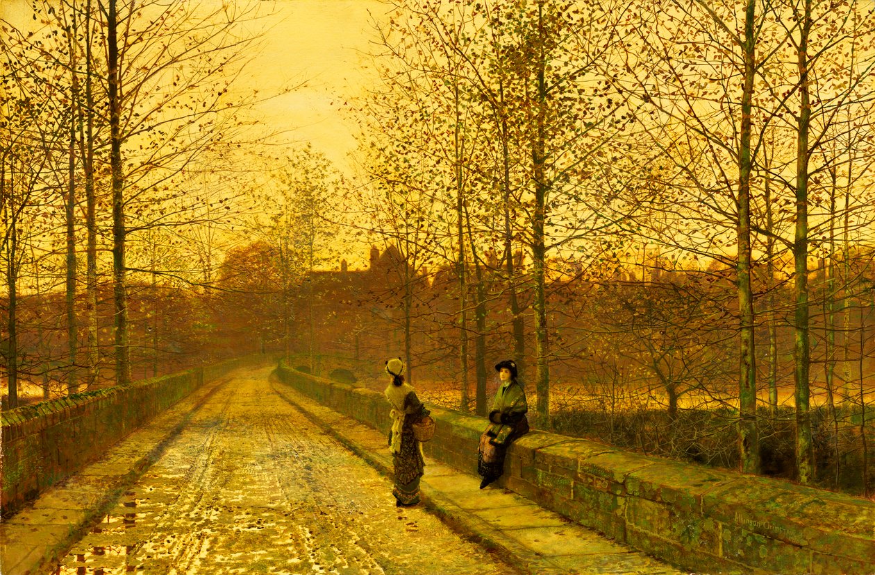 En el crepúsculo dorado, 1883 de John Atkinson Grimshaw
