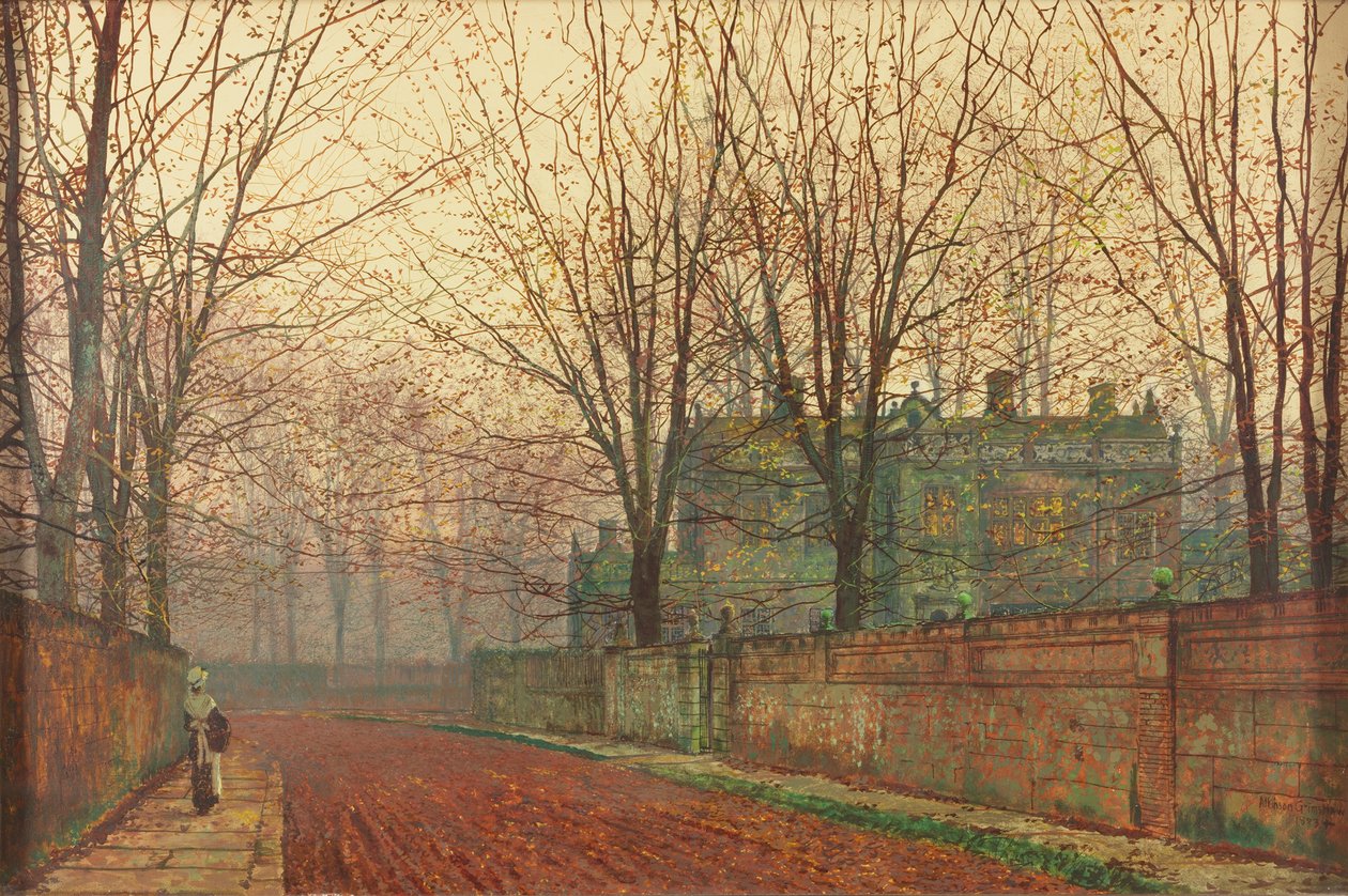 Mañana de noviembre, Knostrop Hall, Leeds de John Atkinson Grimshaw
