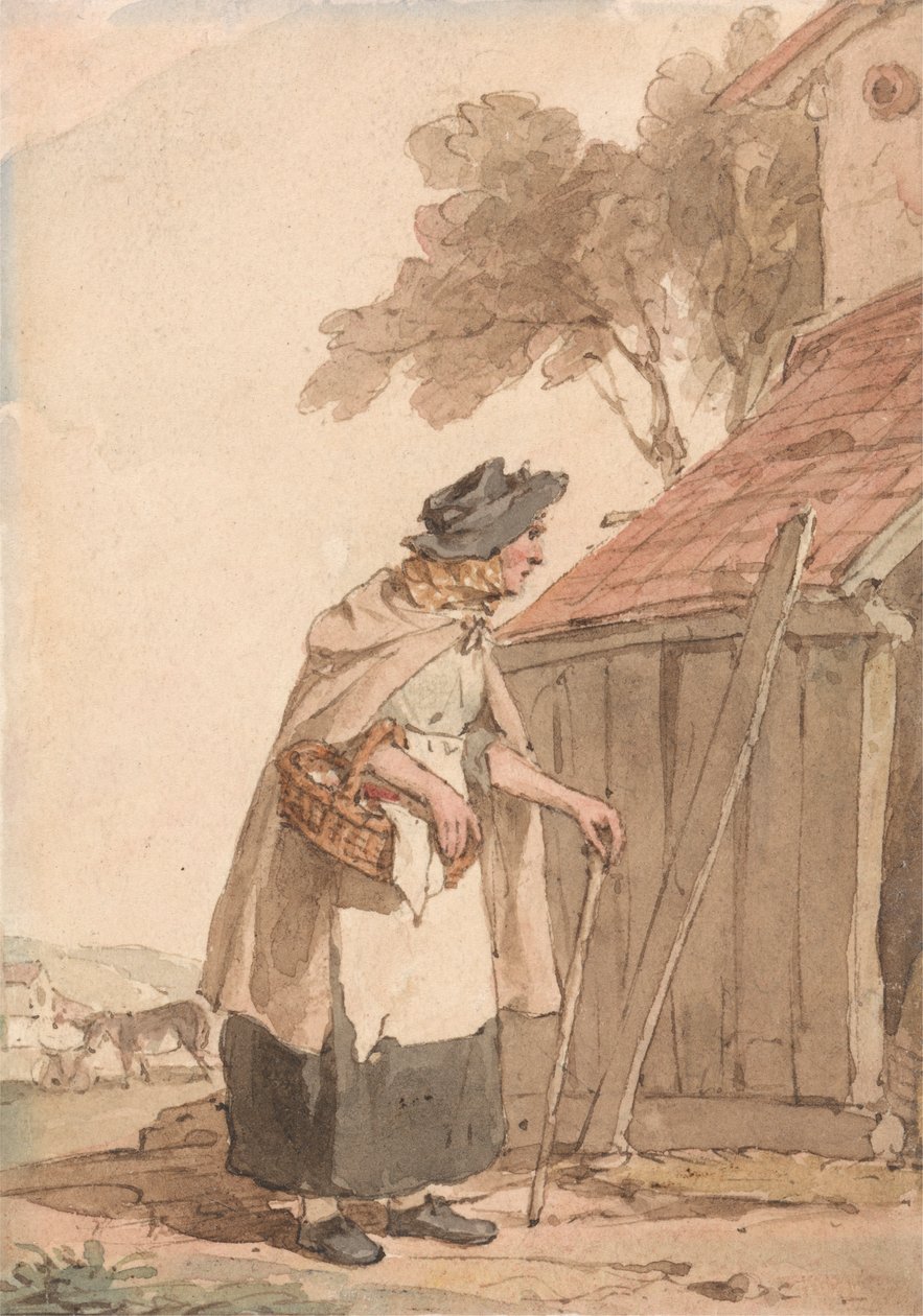 Una anciana con una cesta de John Augustus Atkinson