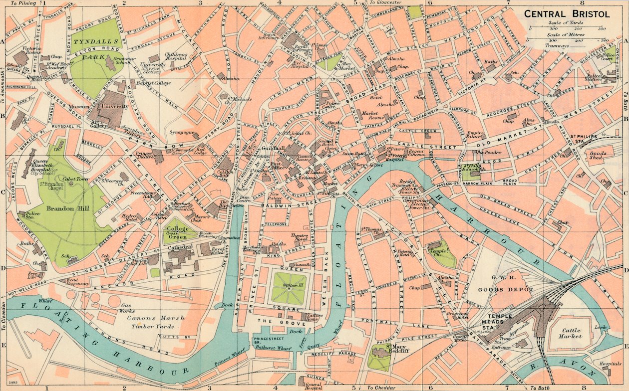 Centro de Bristol, siglo XX de John Bartholomew