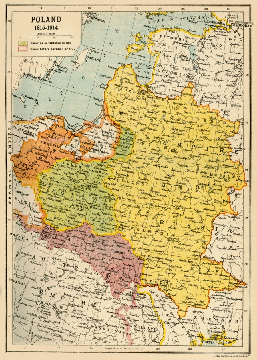 Polonia, 1815-1914, c1920 de John Bartholomew and Son