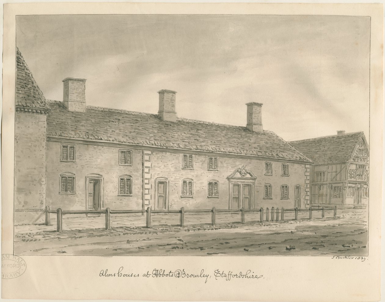 Almshouses de Abbots Bromley de John Buckler