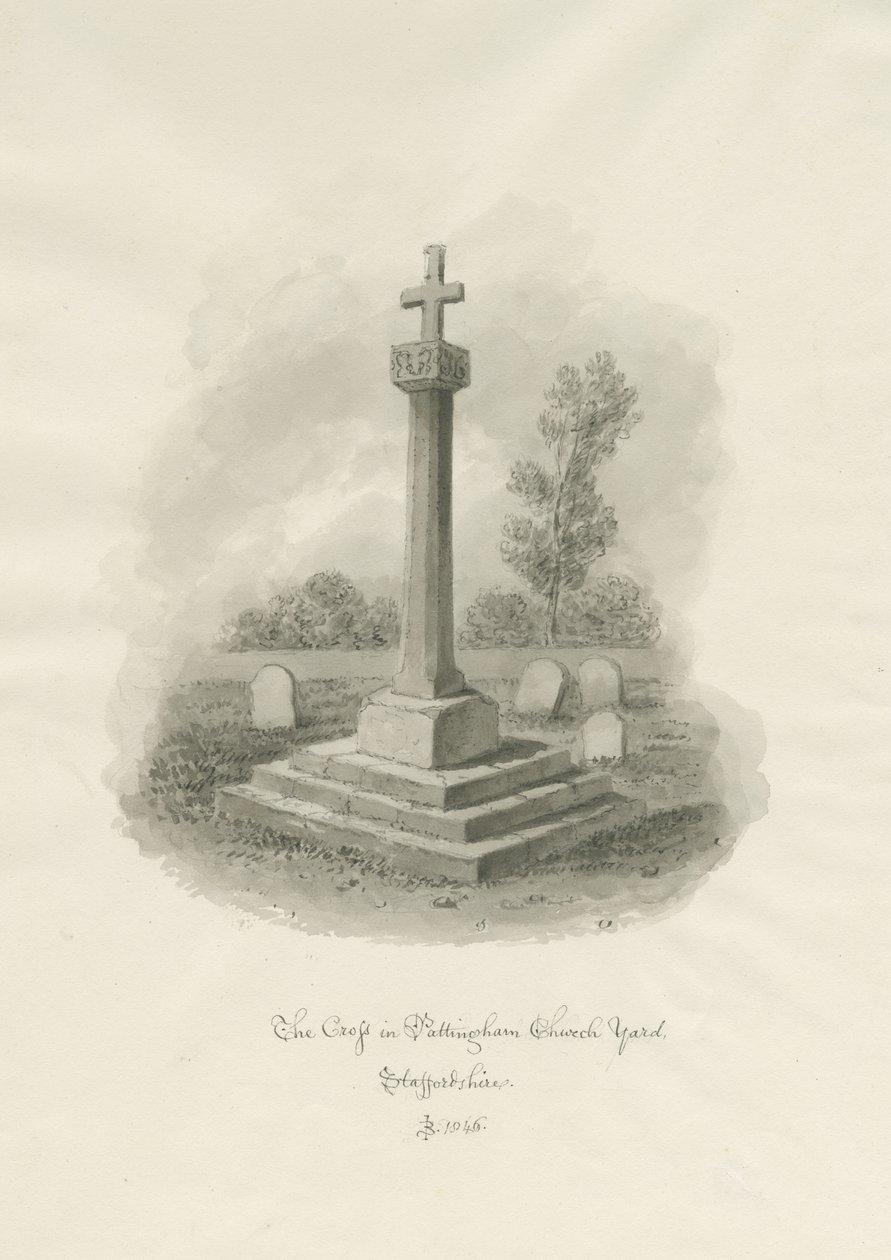 Cruz en el cementerio de la Iglesia de Pattingham de John Buckler