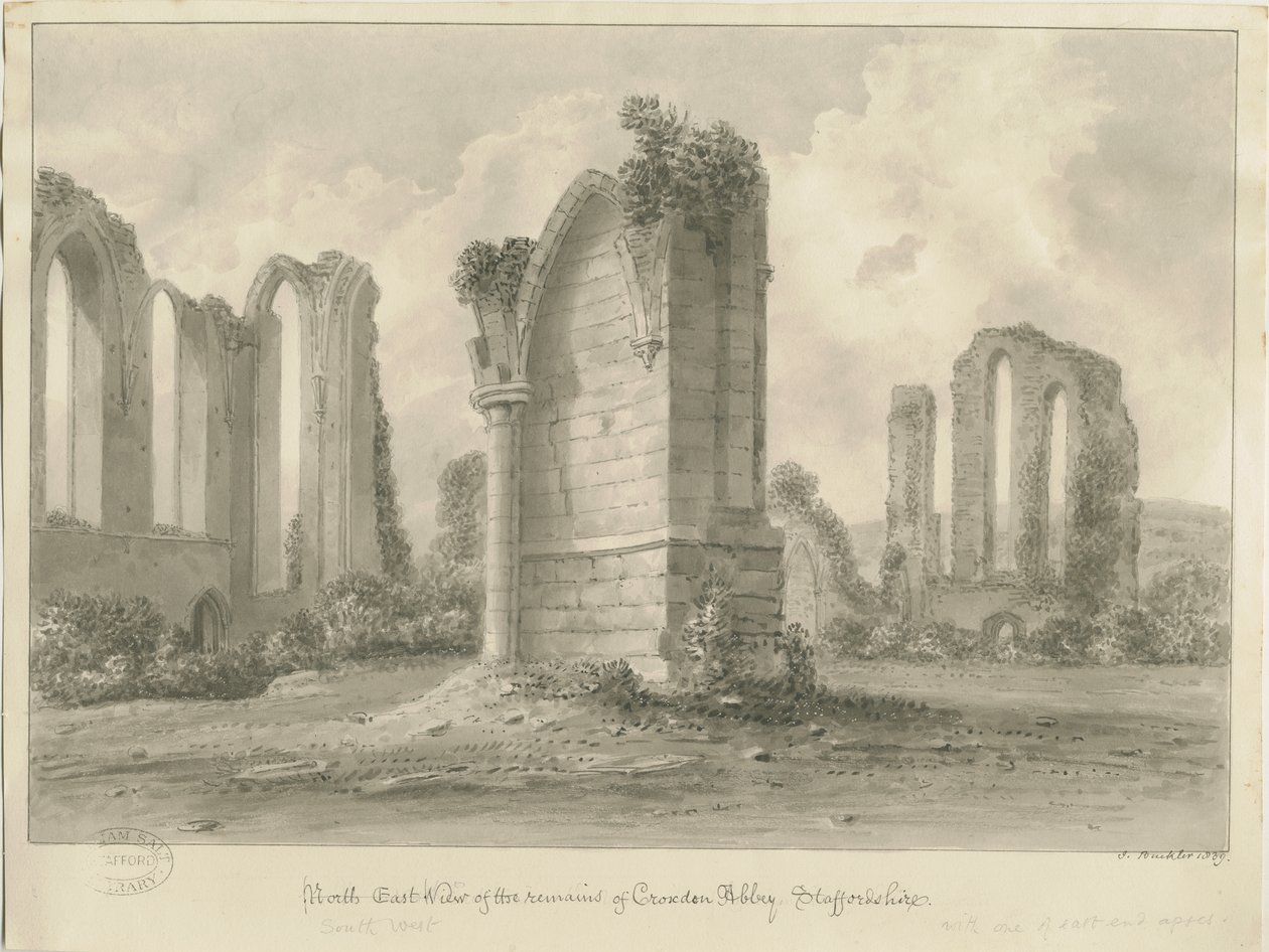 Croxden Abbey: dibujo en sepia de John Buckler