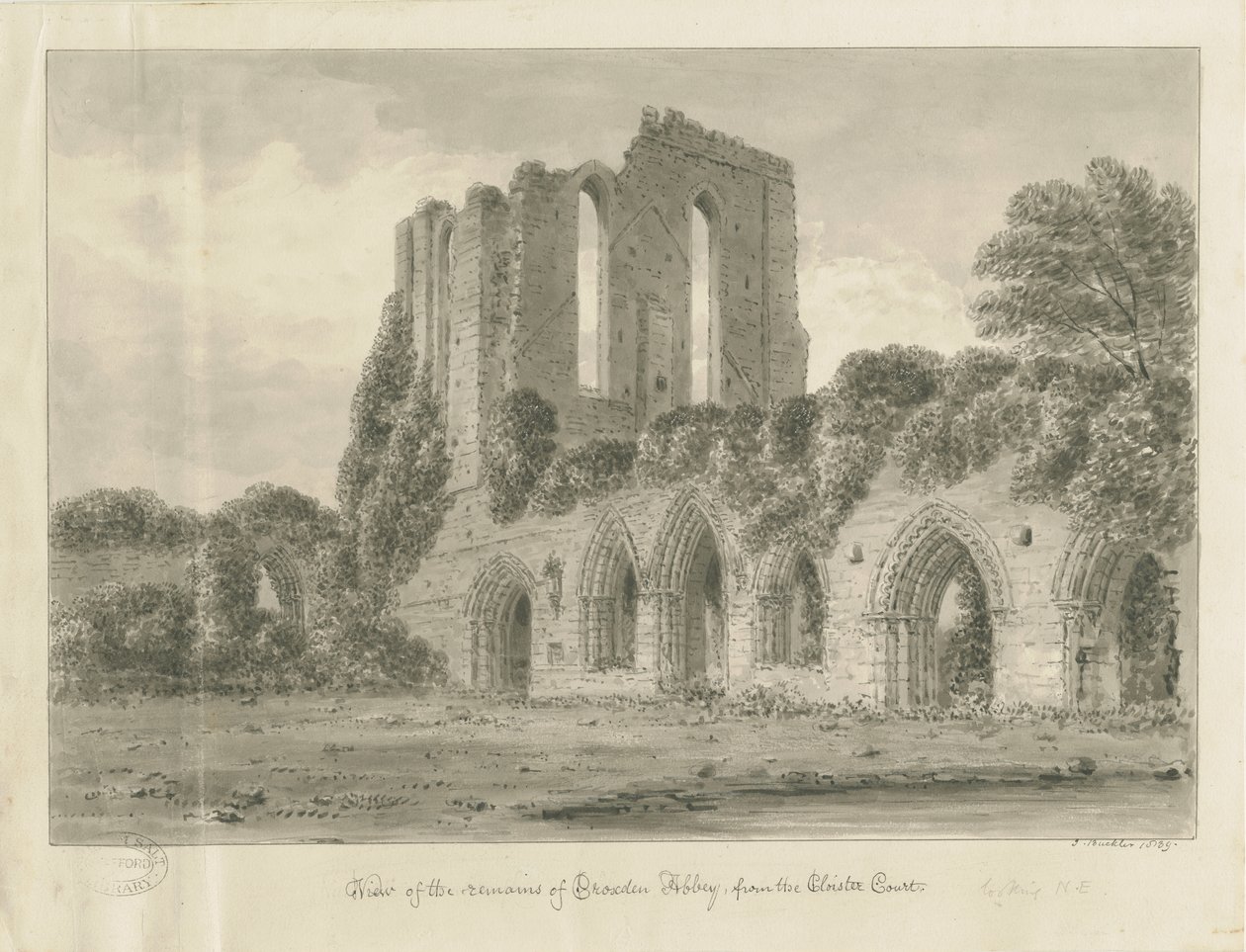Croxden Abbey: dibujo en sepia de John Buckler