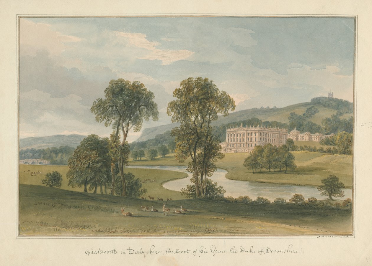 Derbyshire - Chatsworth Hall de John Buckler