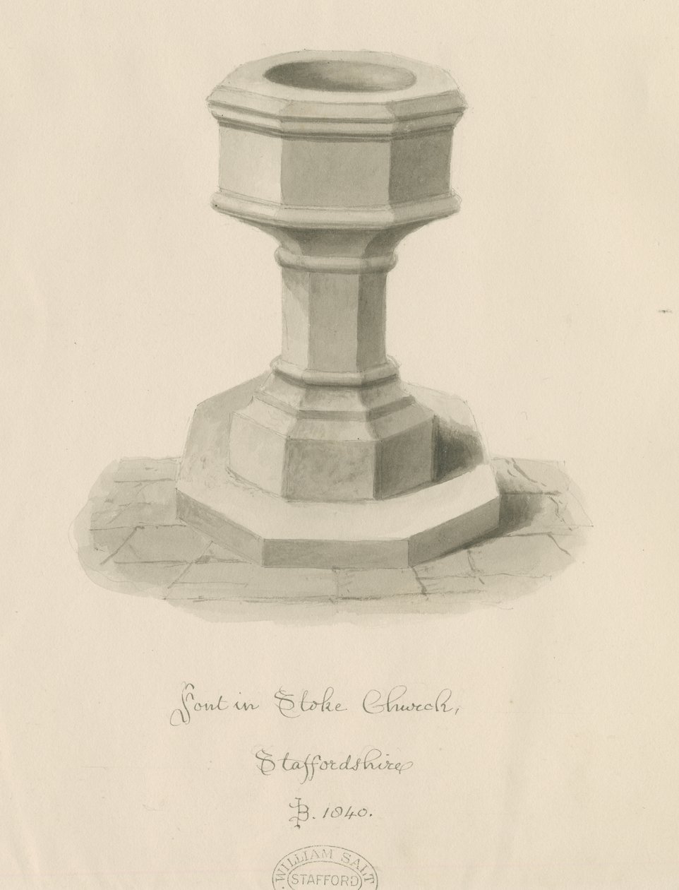 Pila Bautismal en la Iglesia de Stoke-upon-Trent de John Buckler