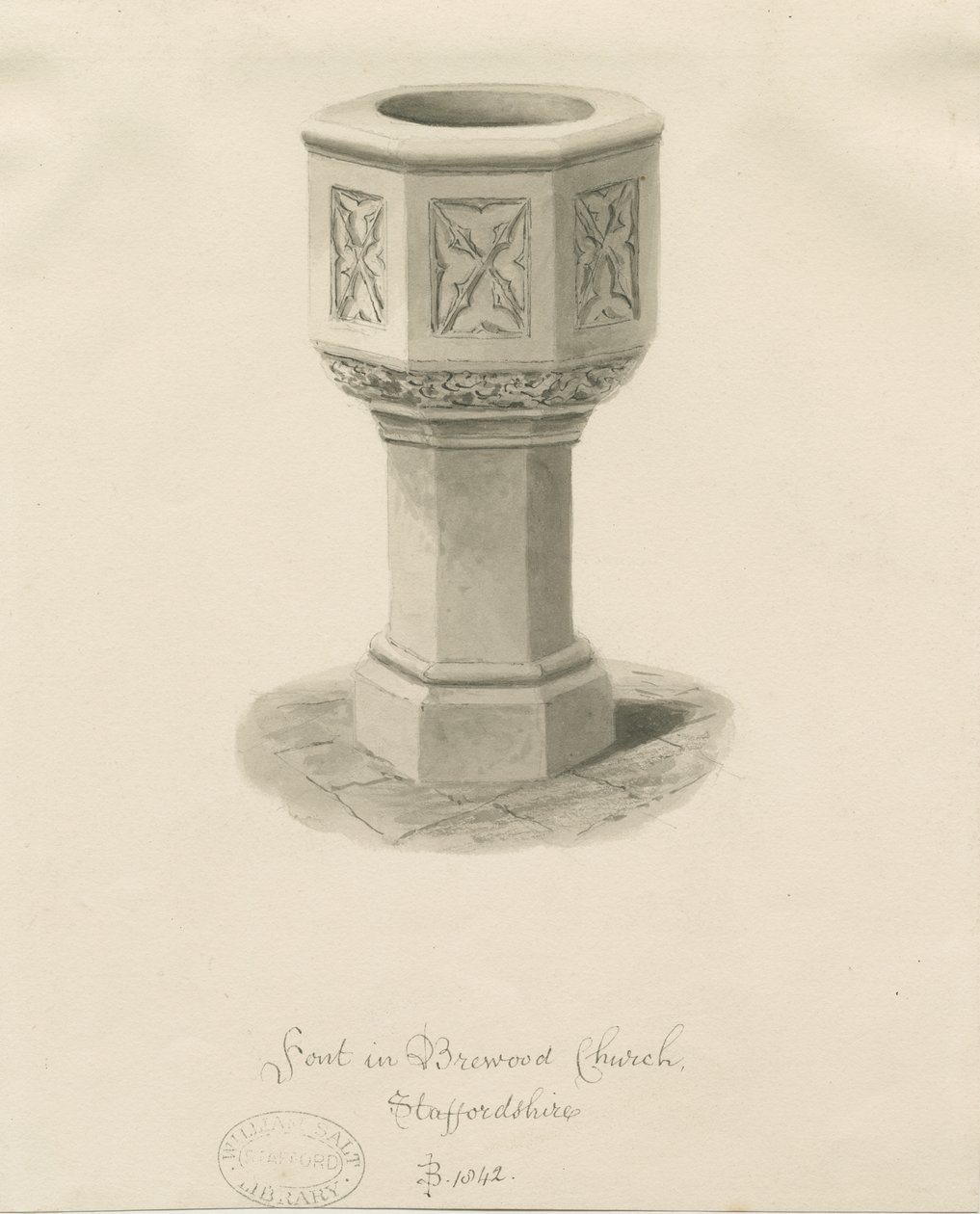 Fuente en la Iglesia de Brewood de John Buckler