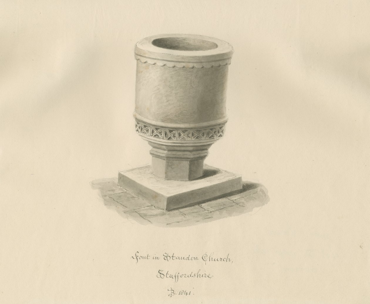 Pila Bautismal en la Iglesia de Standon de John Buckler