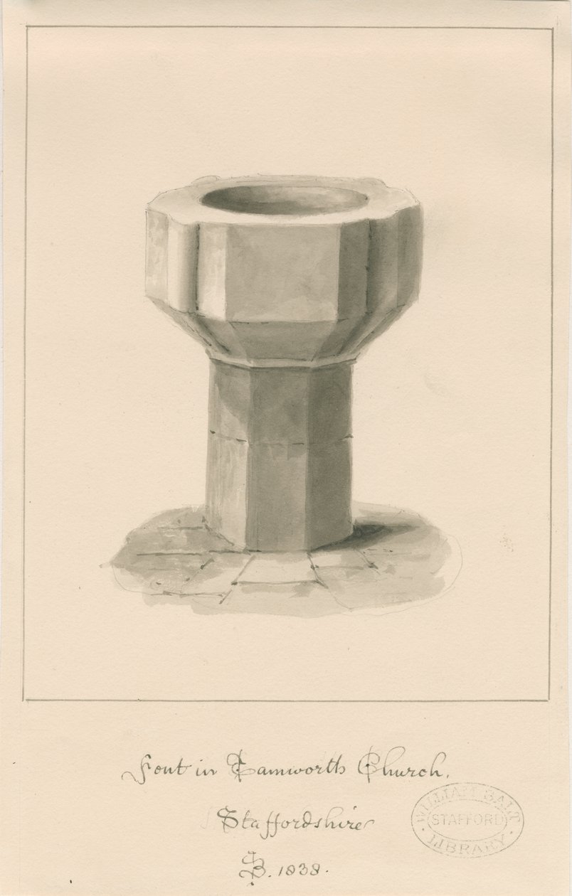 Fuente en la Iglesia de Tamworth de John Buckler