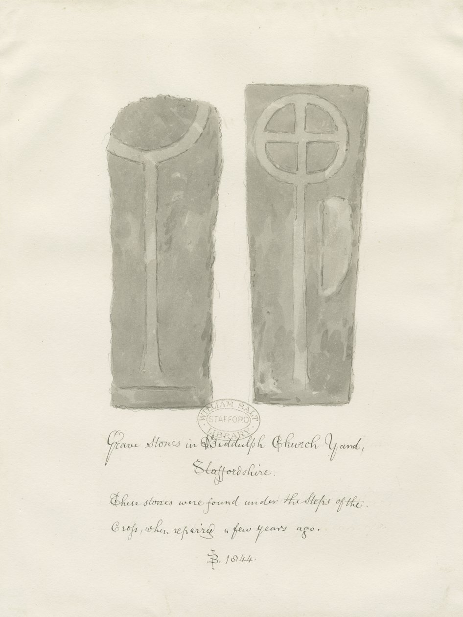 Lápidas en el cementerio de la Iglesia de Biddulph de John Buckler