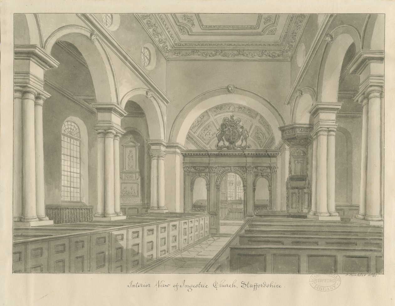 Interior de la Iglesia de Ingestre de John Buckler