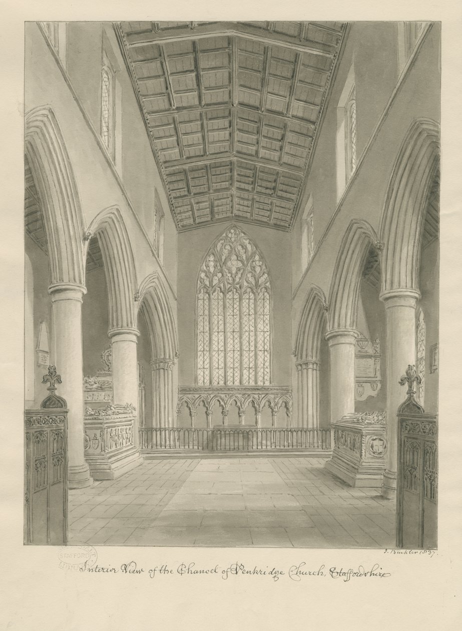 Interior de la Iglesia de Penkridge de John Buckler