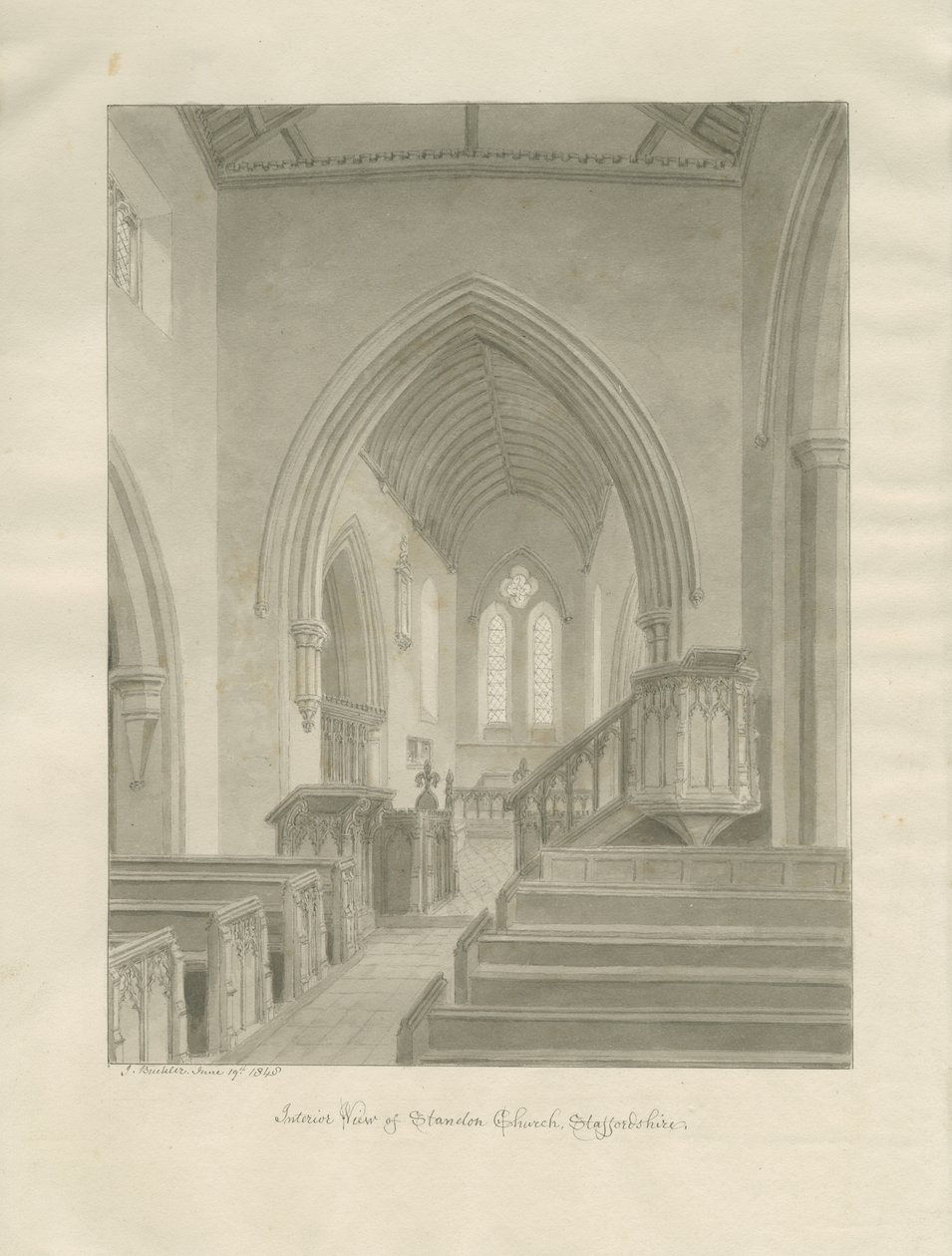 Interior de la Iglesia de Standon de John Buckler