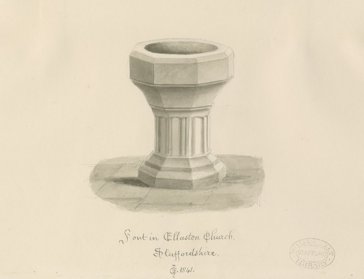 Pila en la Iglesia de Ellastone de John Chessell Buckler