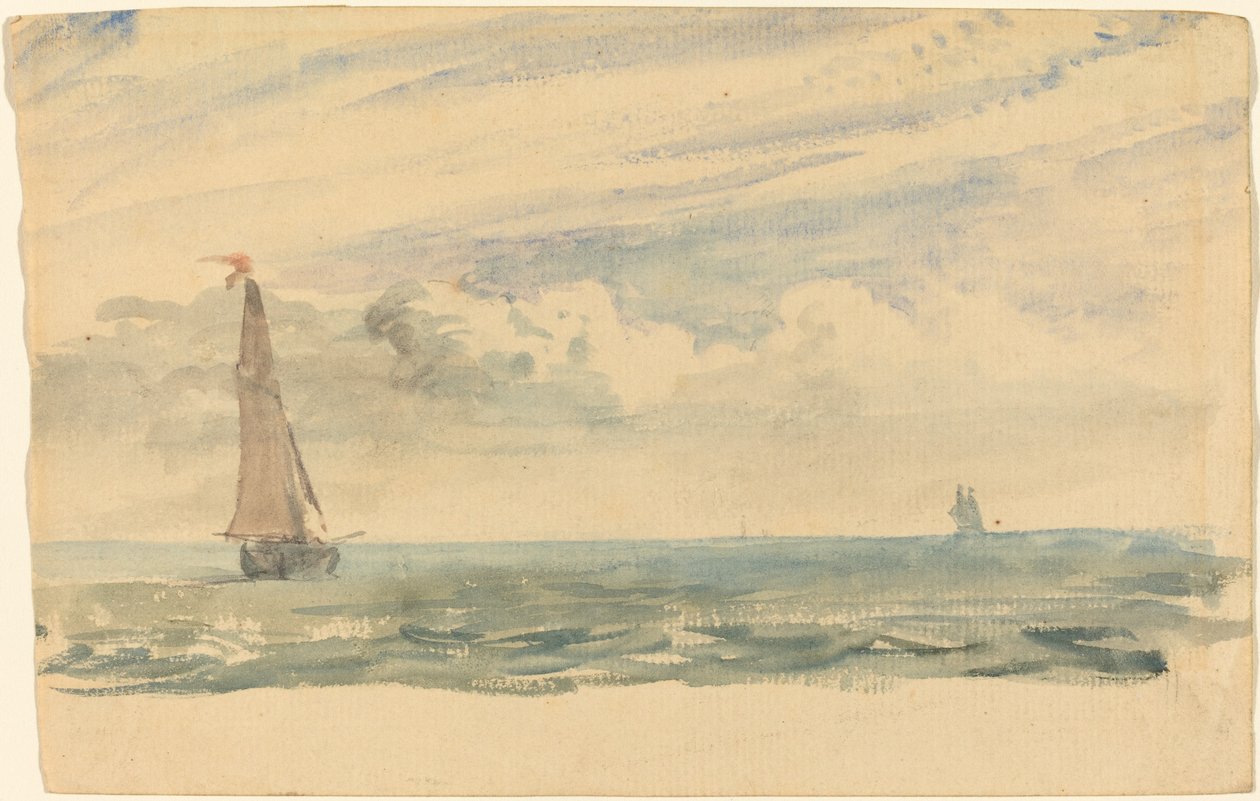 Un paisaje marino con dos veleros de John Constable