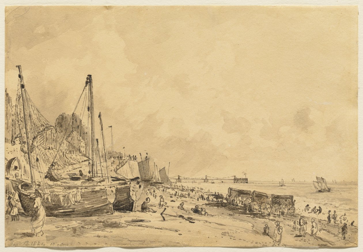 Playa de Brighton, mirando al este, 1824 de John Constable