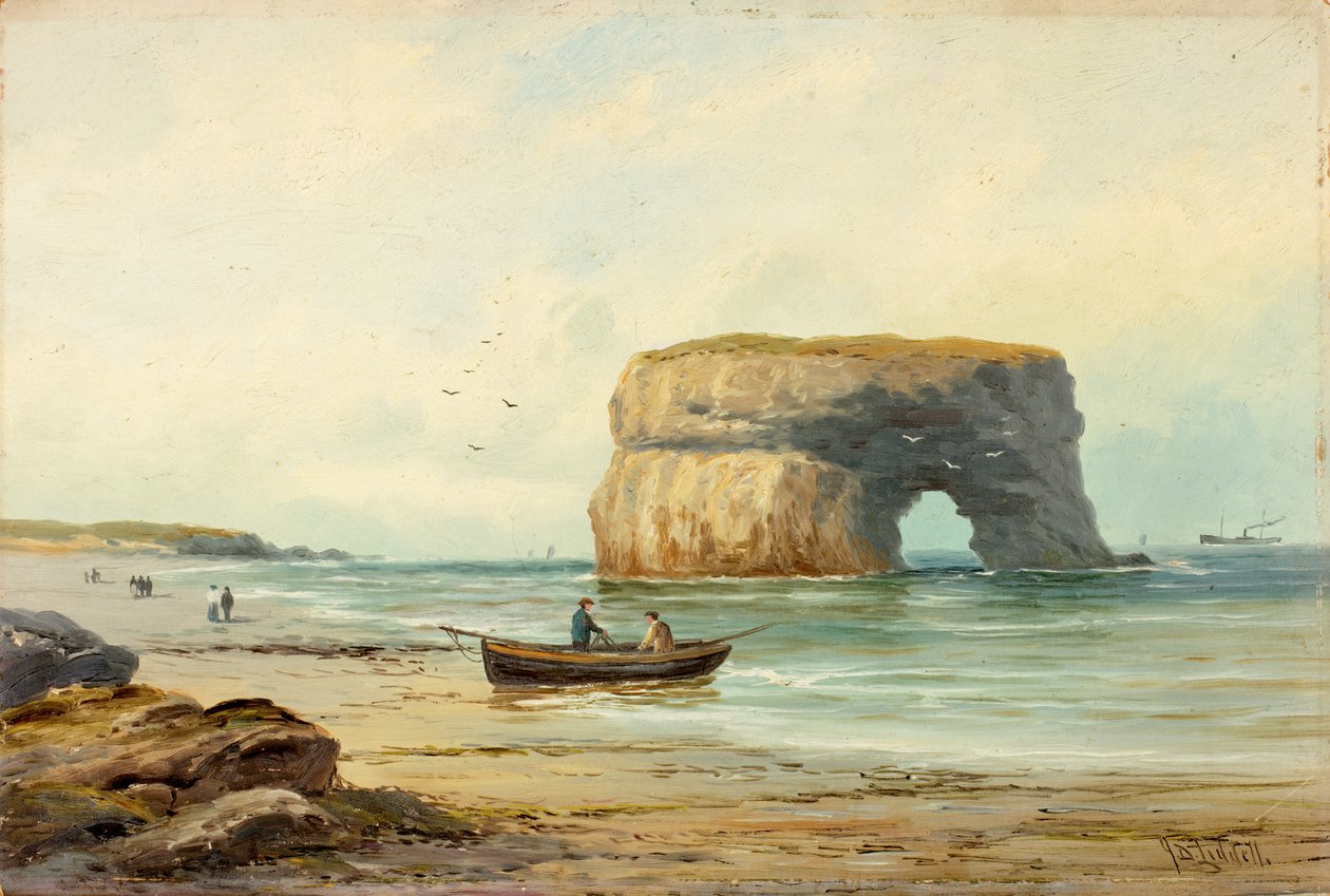 Marsden Rock, c.1885-1910 (óleo sobre tabla) de John Davison Liddell