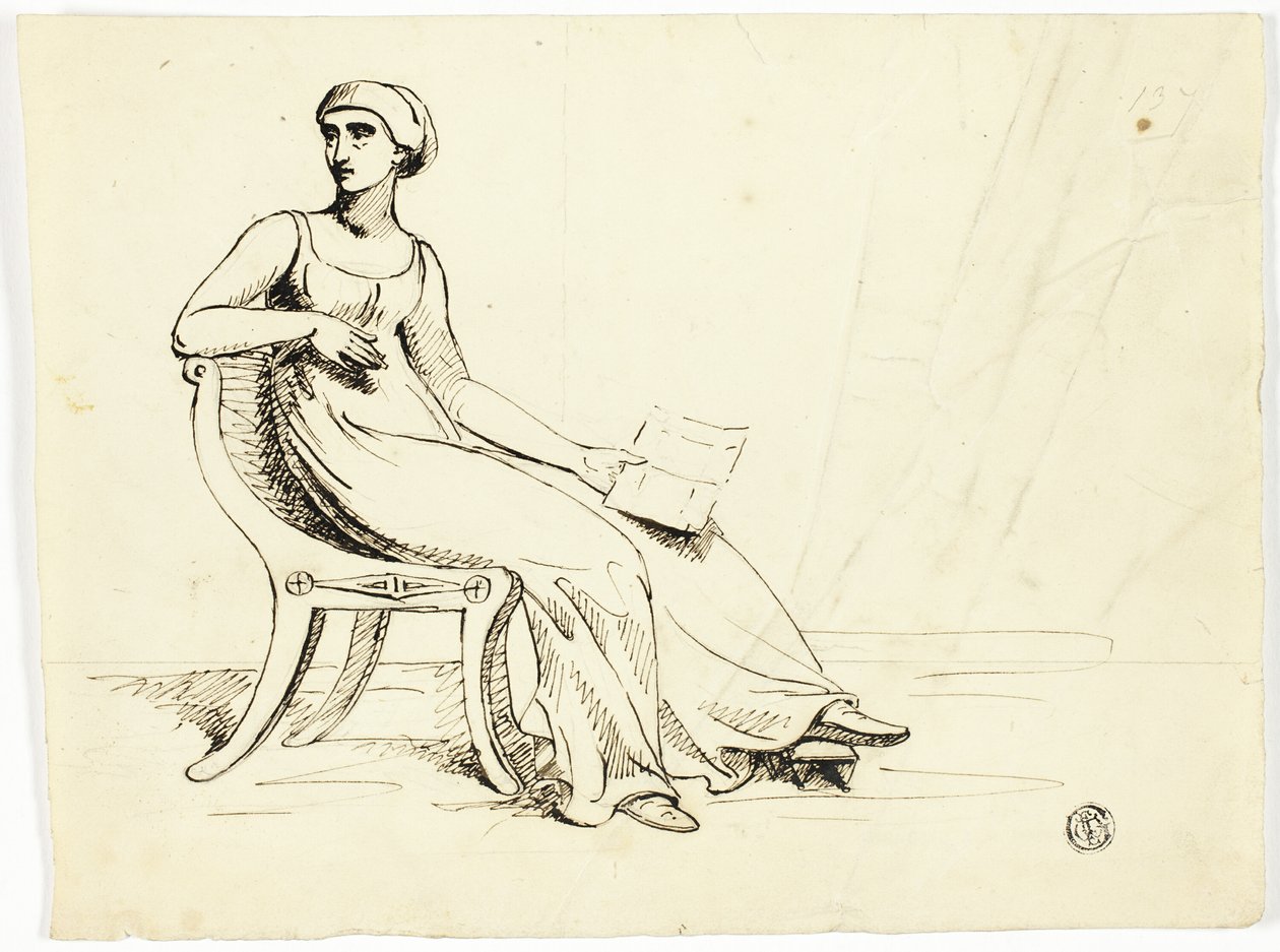 Mujer sentada en silla romana de John Downman