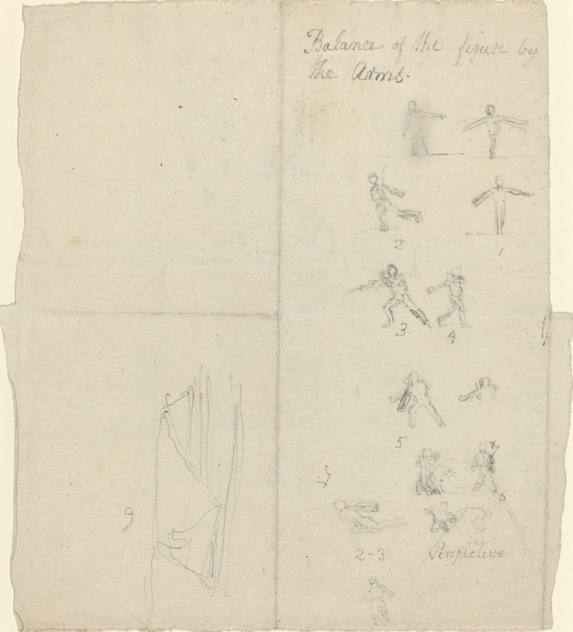 Figuras que ilustran equilibrio y perspectiva (anverso) de John Flaxman