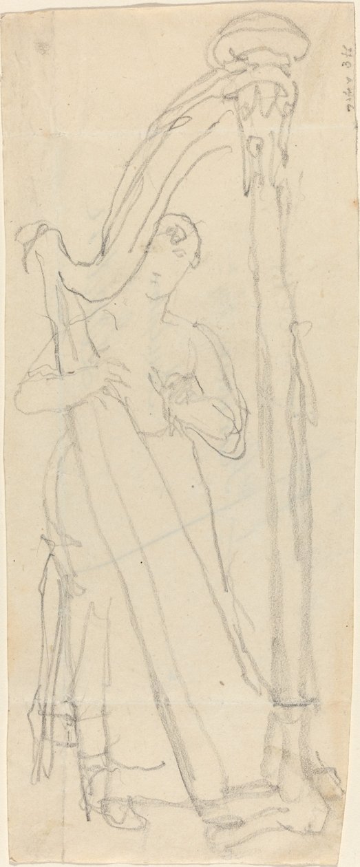 Mujer tocando un arpa (¿Lavinia Banks?) de John Flaxman