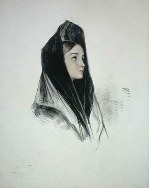 Chica con mantilla, Sevilla de John Frederick (after) Lewis