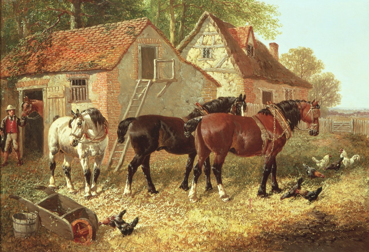 Preparando los caballos de arado de John Frederick Herring Junior