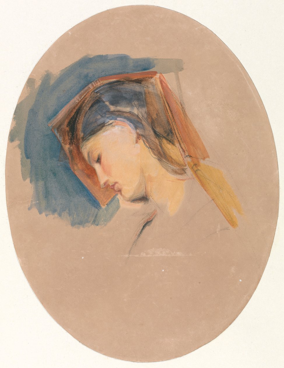 Cabeza de mujer joven de John Frederick Lewis