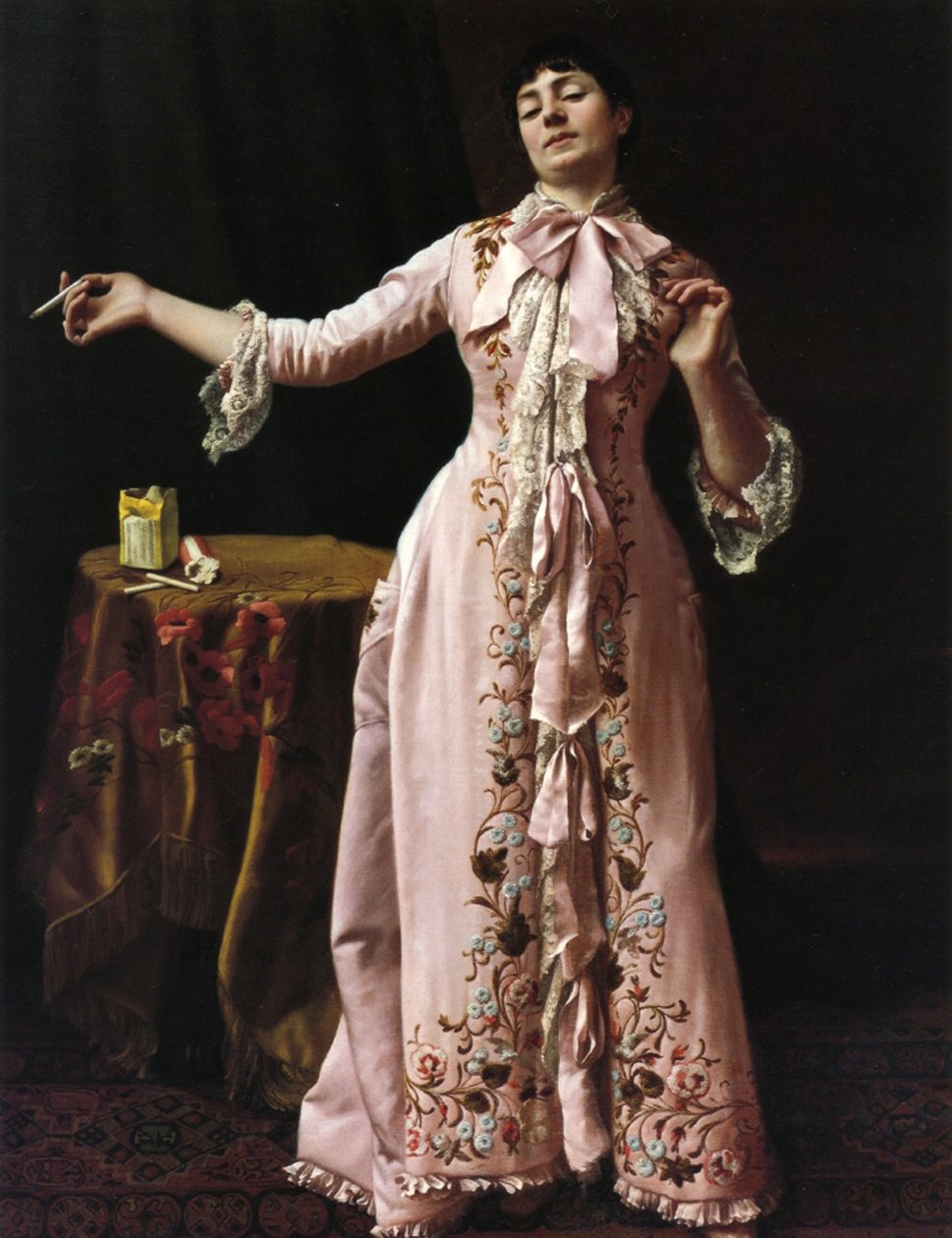 Mujer Fumando, 1895 de John George Brown