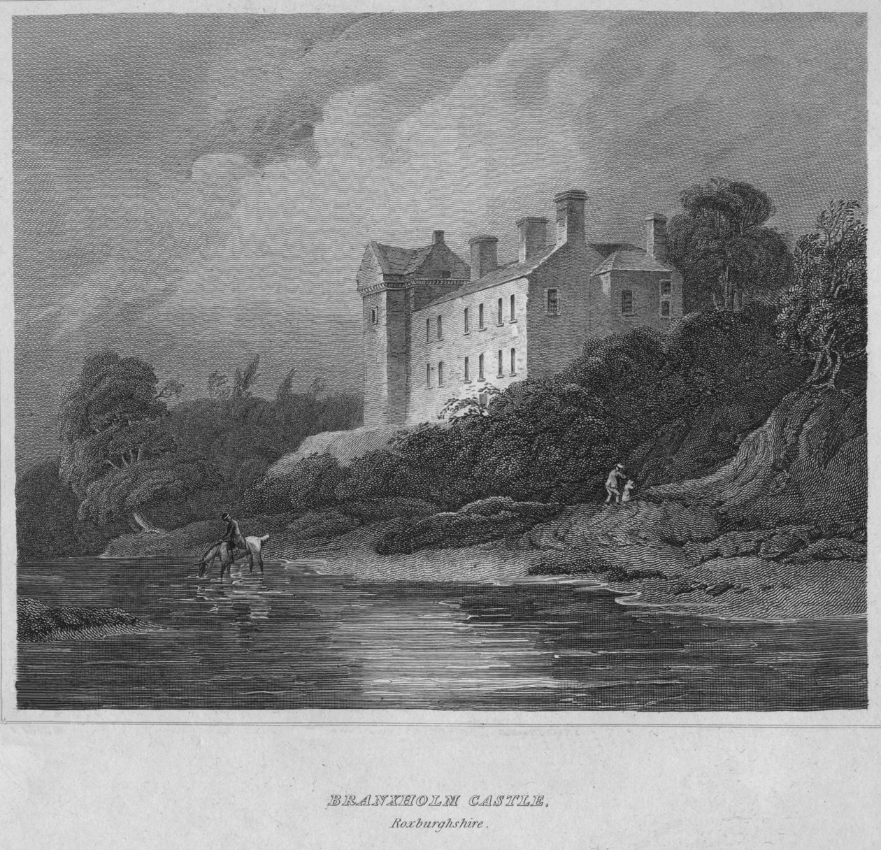 Castillo de Branxholm, Roxburghshire, 1814 de John Greig
