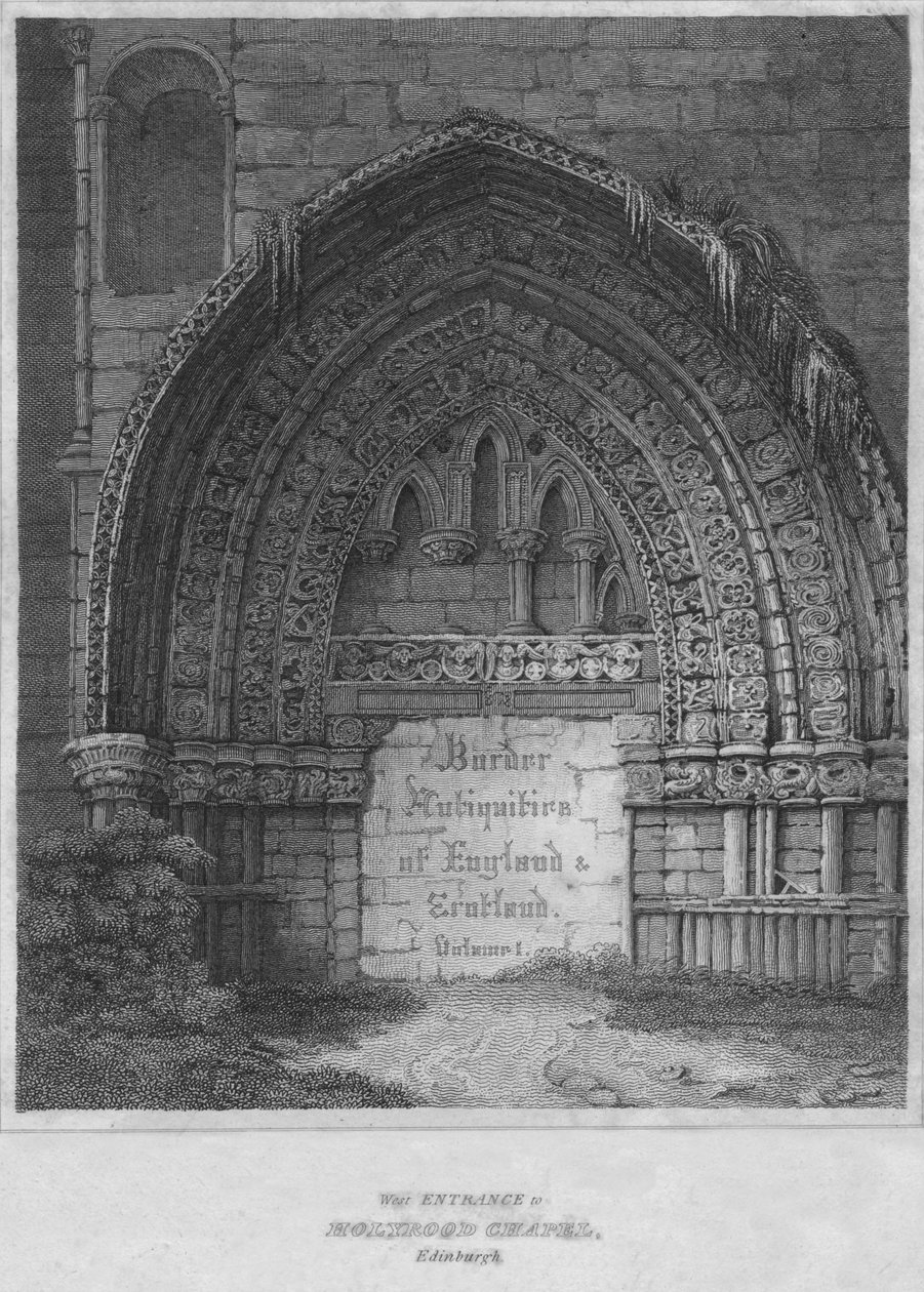 Entrada oeste a la Capilla de Holyrood, Edimburgo, 1814 de John Greig