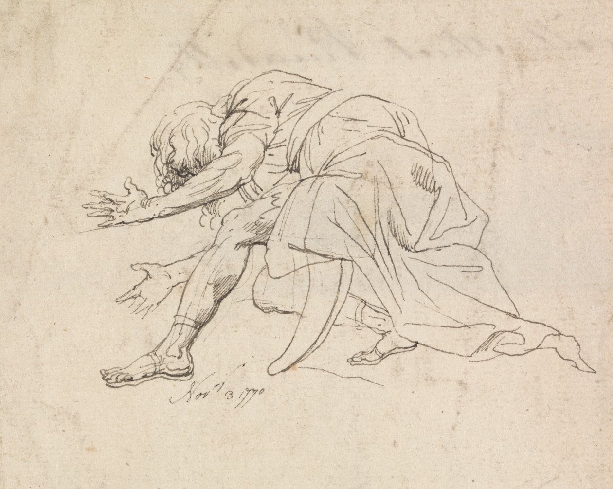 Un hombre arrodillado de John Hamilton Mortimer