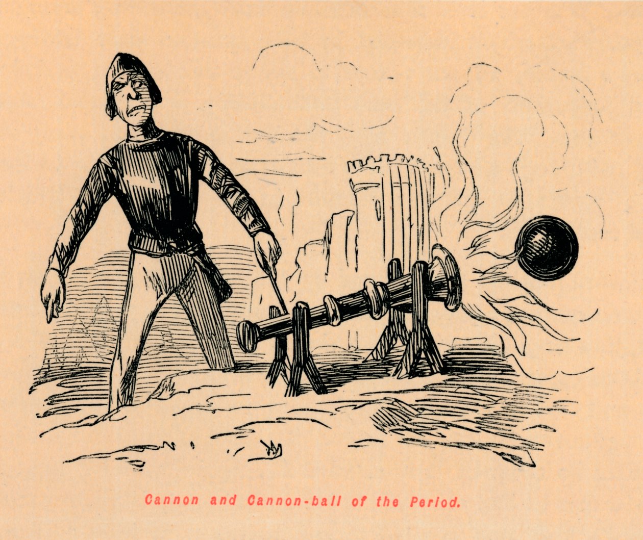 Cañón y bala de cañón de la época de John Leech