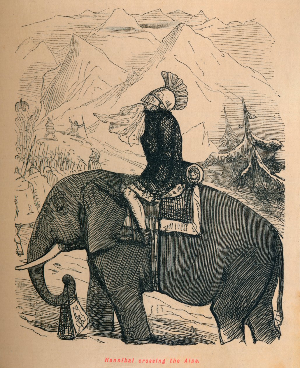 Aníbal cruzando los Alpes, 1852 de John Leech