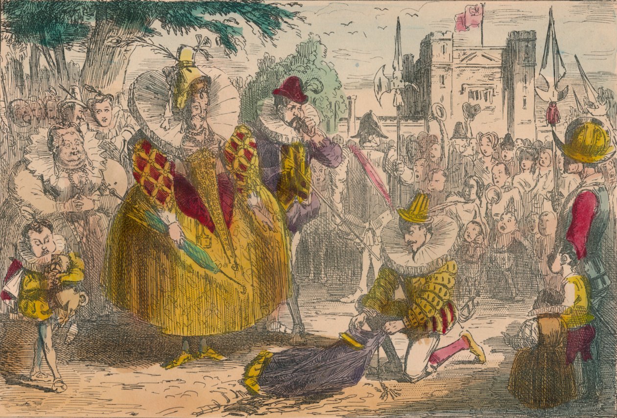 La reina Isabel y Sir Walter Raleigh de John Leech