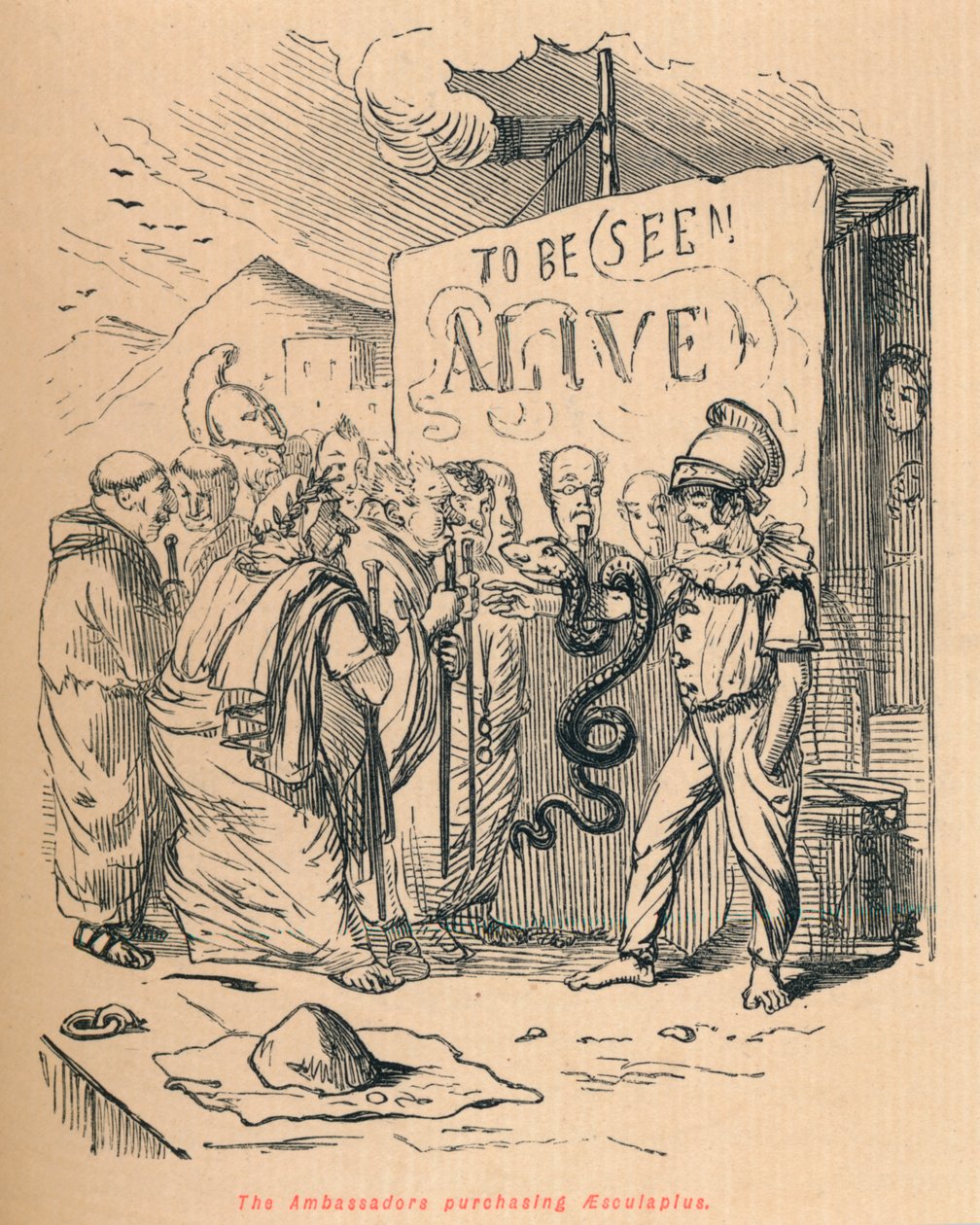 Los embajadores comprando a Esculapio, 1852 de John Leech
