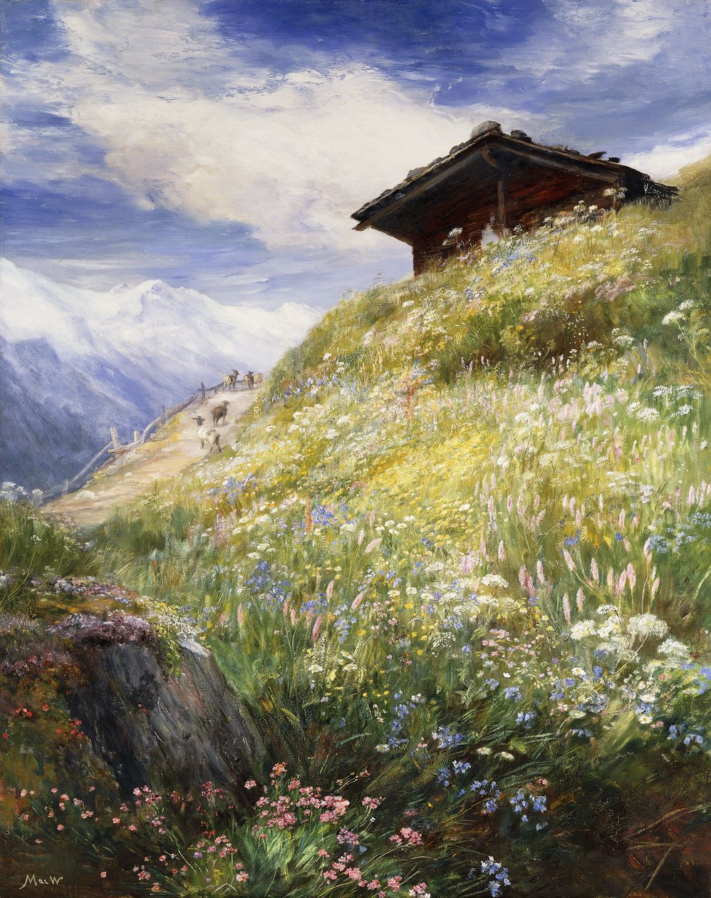 Un prado alpino, Suiza de John MacWhirter