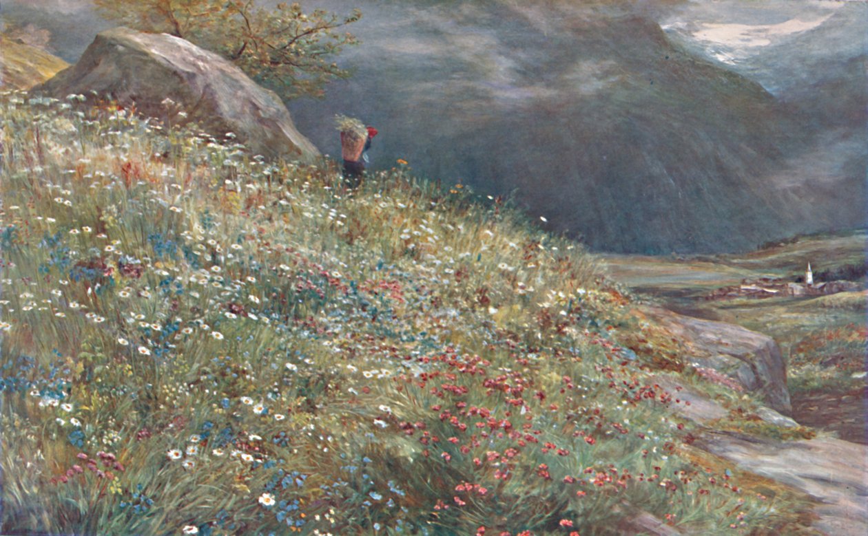 Un prado alpino, finales del siglo XIX-principios del siglo XX de John MacWhirter