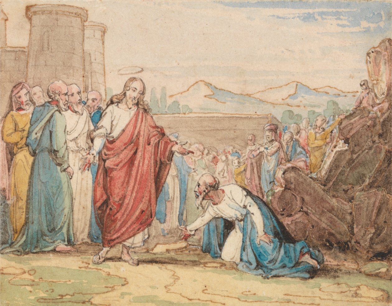 Un anciano suplicando a Cristo de John Martin