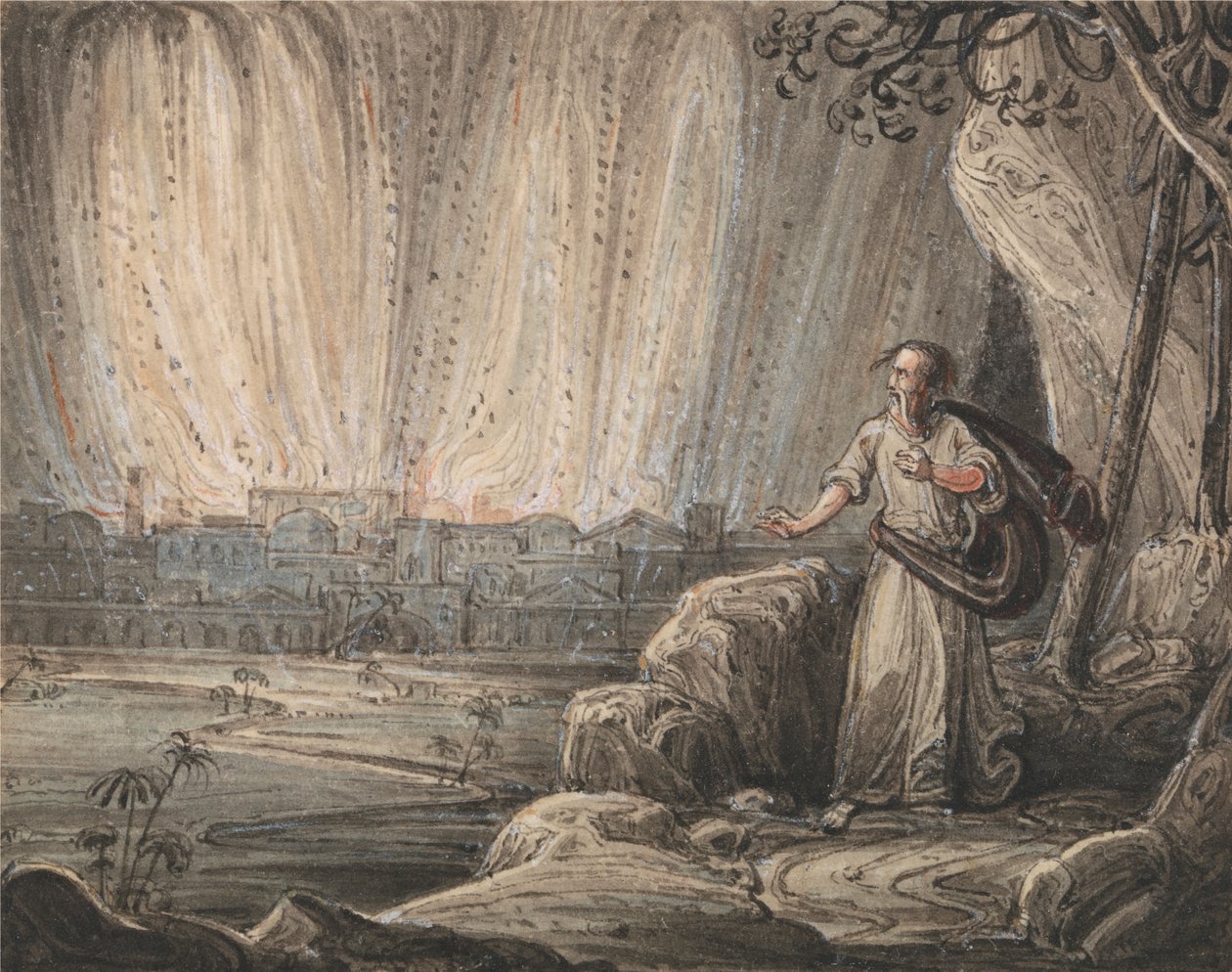 Lot huye de Sodoma de John Martin