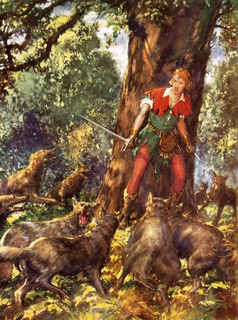 Robin Hood atrapado por lobos de John Millar Watt