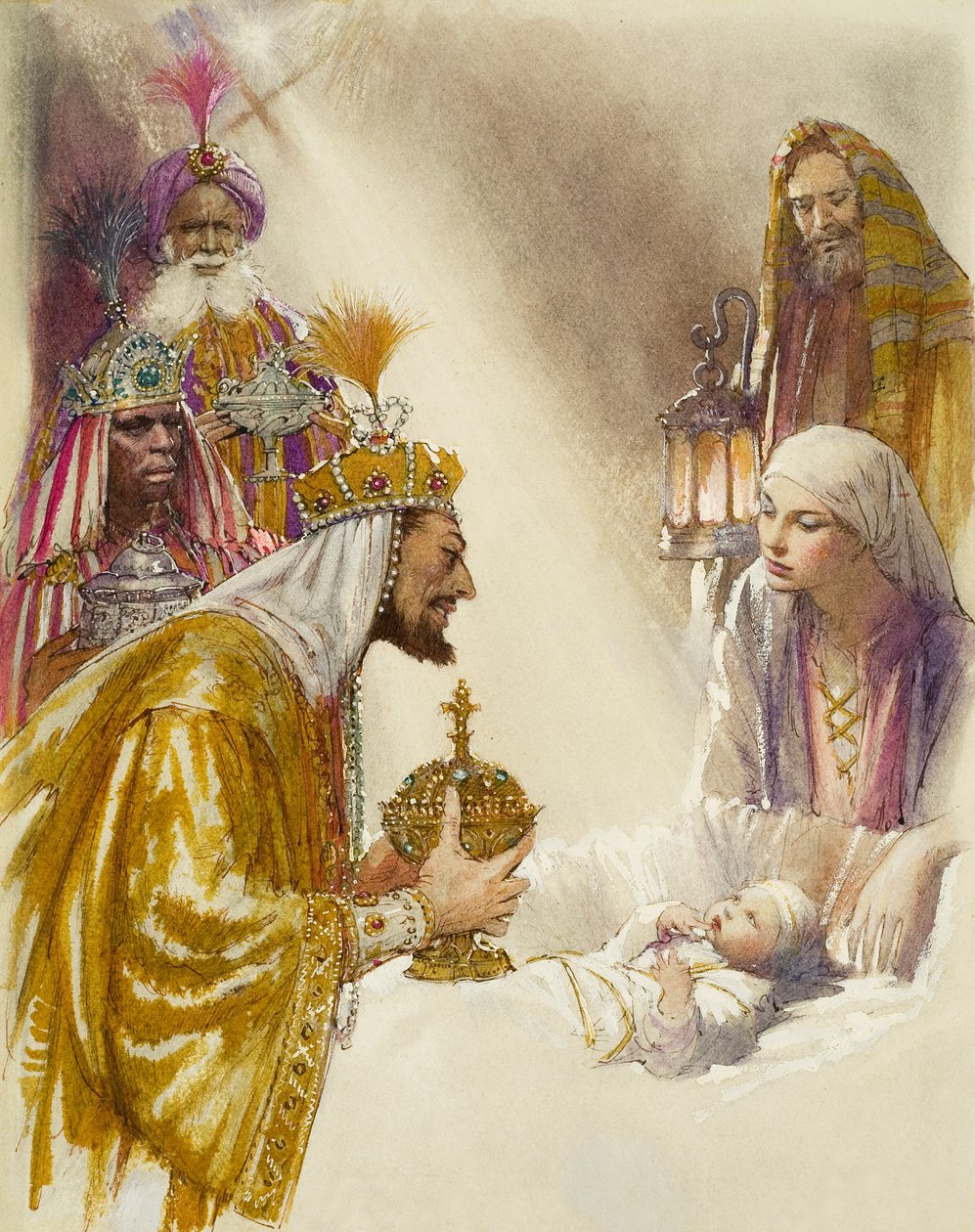 Reyes Magos (gouache sobre papel) de John Millar Watt