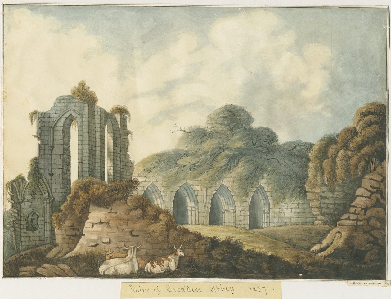 Croxden Abbey: acuarela de John Robert Fernyhough