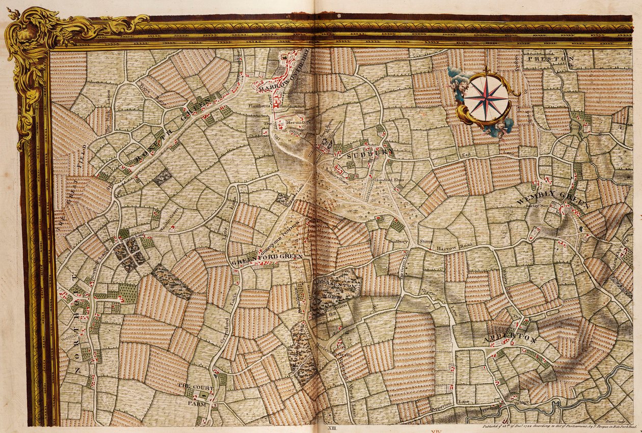 Mapa de Northolt, Harrow y Wembley de John Rocque