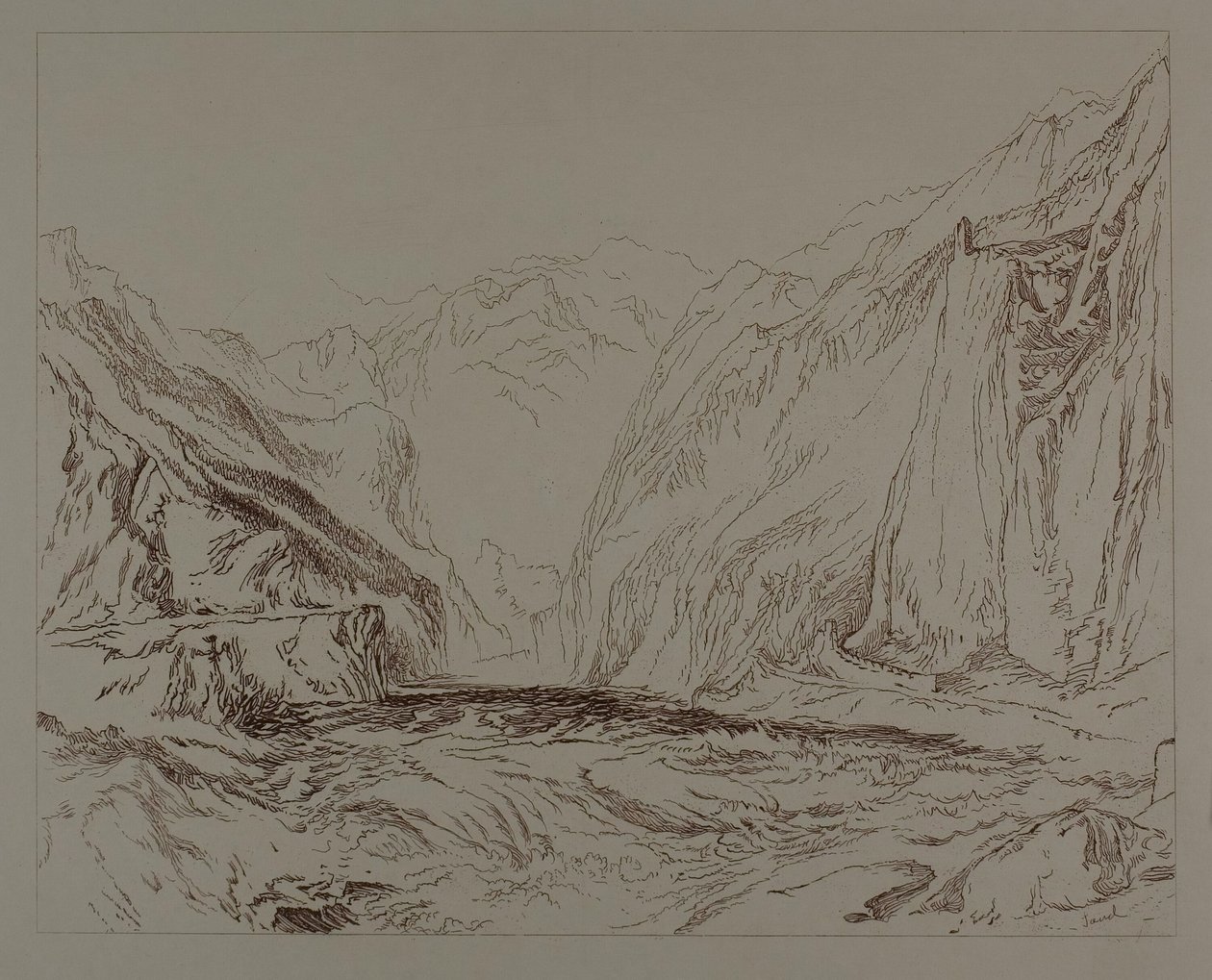 Escena de montaña de arena de John Ruskin